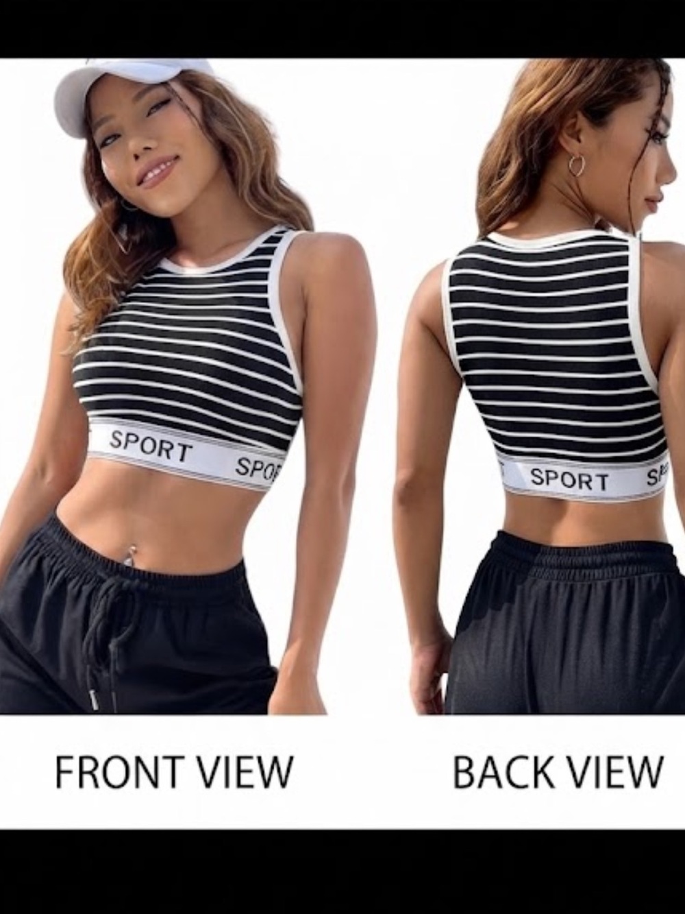 SHEIN EZwear Striped & Letter Graphic Crop Tank Top size S NWT